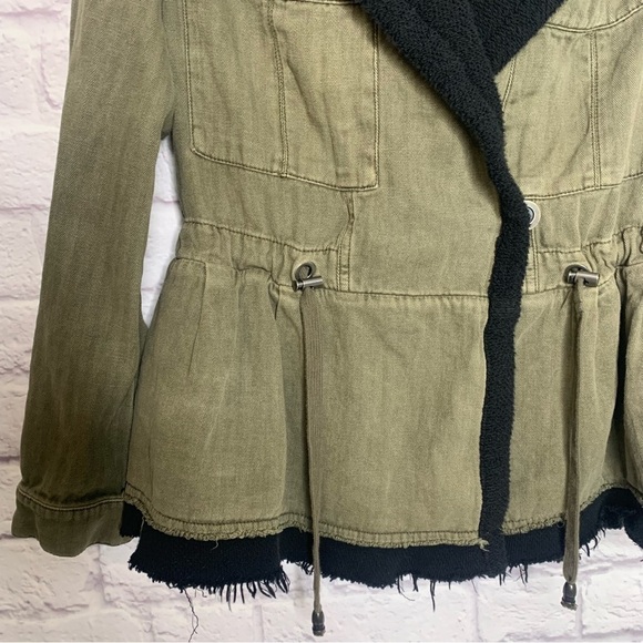 Free People Soft Peplum Hooded Military Army Green Cargo Jacket - Picture 10 of 15